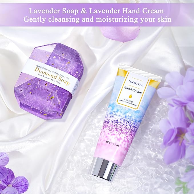Gifts for Women, Birthday Gifts for Women, Sister, Wife, Teacher, 9pcs Lavender Care Package Gifts Set, Get Well Soon Gifts for Woman, Thinking of You Gift ,Christmas Gift Sets for Her