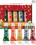 Moisturizing Lip Balm Gift Set,5 Pcs Hydrating Lip Oil Gloss for Dry Cracked Lips,Non-sticky Long Lasting Clear Jelly Yummy Tint Lipstain Fruit Flavoured Glow Lipcare Oil Christmas Women Makeup Gift