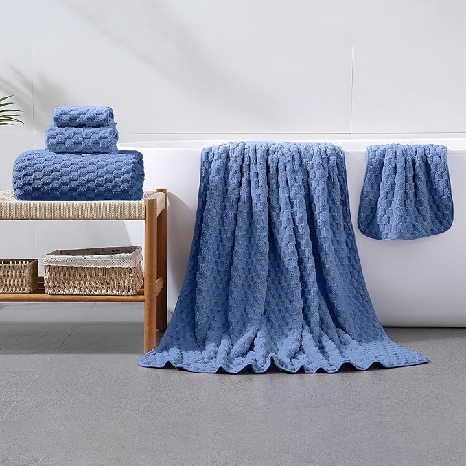 Extra Large Bath Towel Sheet-40x80 Inches Oversized,Super Soft,Quick Dry,Microfiber Shower Towels Highly Absorbent,Plush Bathroom Towels for Adults, Premium Quality (Blue, 2PCS)