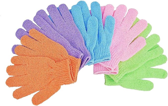 Exfoliating Gloves 10PCS Bath Gloves 5 Pairs, Natural Mitts Gloves for Men and Women Use,Shower Gloves Body Spa Makes Skin Soft and Healthy (AOLANS)