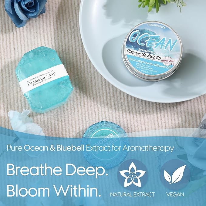 Sea Team 16-Pack Relaxing SPA Gift Set for Women, Valentine Day Gift, Shower Kit with Bath Bomb, Bath Salt, Handmade Soap, Cream, Essential oil, Gift Box Included, Bluebell