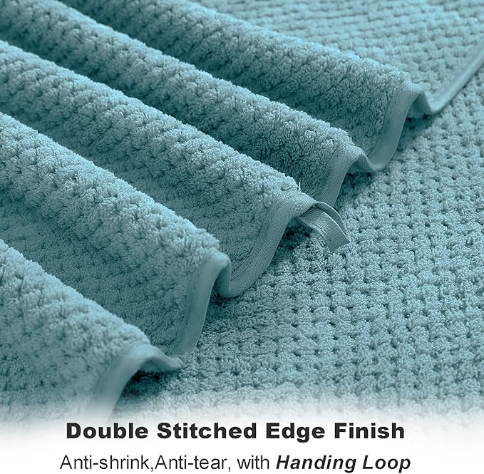 Smuge 8-Piece Turquoise Bath Towel Set, 2 Extra Large Bath Towel Sheets, 2 Hand Towels and 4 Washcloths - Highly Absorbent Quick Dry Microfiber,Ultra Soft Towel Set for Bathroom, Waffle Weave Design