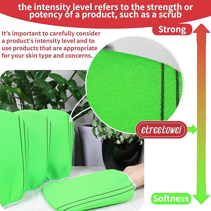 etreetowel Korean Asian Exfoliating Bath Washcloths Mitt Scrub for Body washcloth Glove Premium Viscose Rayon Towel Korea Made(4 pcs of Glove Exfoliating Mitts)