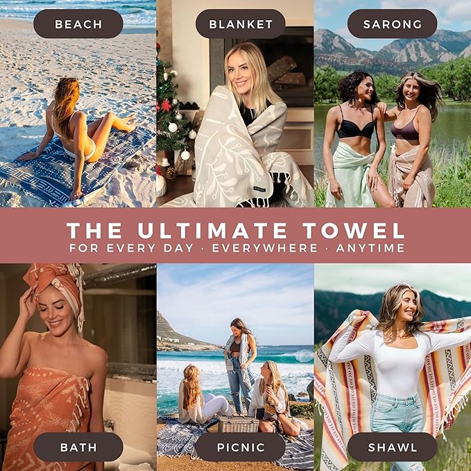 FESHKA Sand Proof Turkish Beach Towel – Oversized, Quick Dry & Lightweight Travel Towel - 100% Organic Cotton Beach Blanket - Perfect for Bath, Pool & Picnic | Sunflower (Maroon)