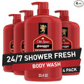 Old Spice Body Wash for Men, Refreshing 3X Defense, 24/7 Shower Fresh with Long Lasting Scent, Red Collection, Swagger with Cedarwood Scent, 33.4 oz (Pack of 4)