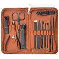 Nail Kit, Manicure Kit, Nail Care Kit for Men, Manicure Pedicure Set, Nail Clippers Toenail Clippers Kit, Professional Manicure Kit Pedicure Kit, Leather Color Travel Case, Set of 12.
