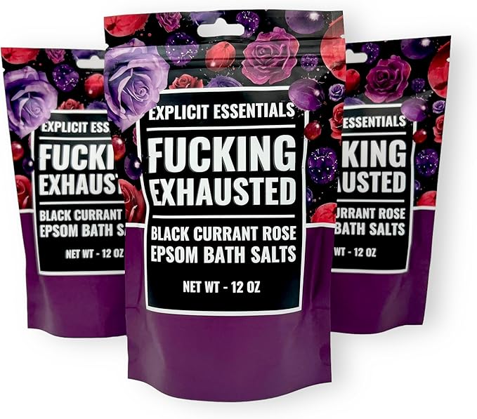 Explicit Essentials Black Currant Rose Epsom Bath Salts, Relaxation Blend, 12 oz