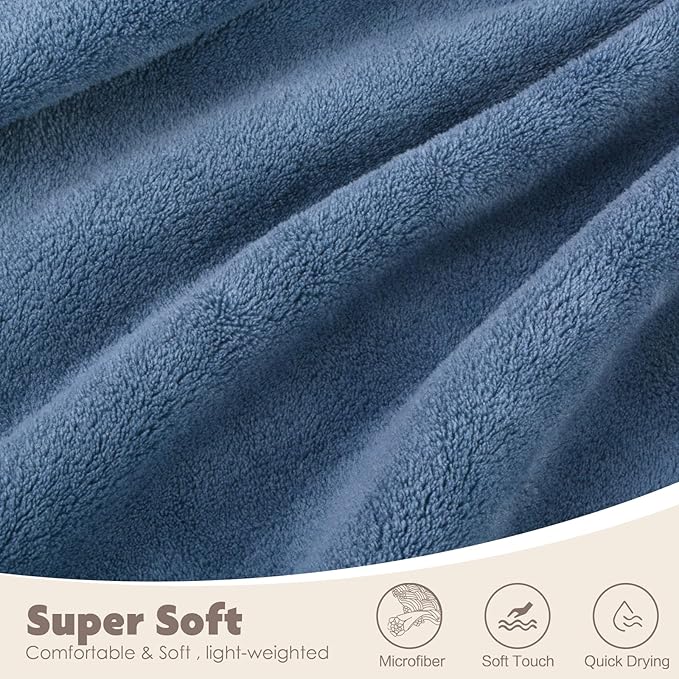 SUNLAND Microfiber Women Bath Towel Wrap and Hair Drying Towel Set,Adjustable Soft Body Wraps Dress with Hair Towels, Super Absorbent to Quick Drying 32 Inch x 60 Inch Dark Blue