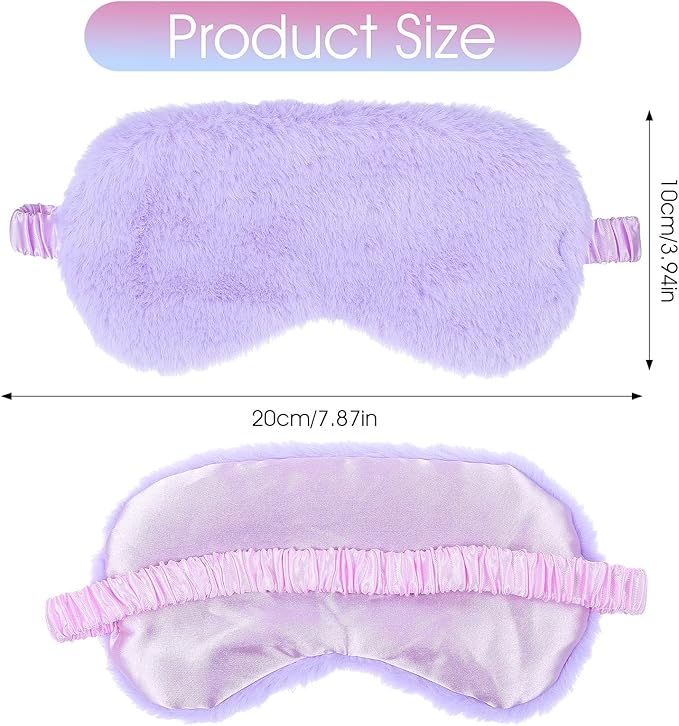 2 Pcs Plush Eye Mask Soft Sleeping Blindfold Eye Cover Comfortable Furry Faux Fur Sleeping Mask Satin Nap Night Eyeshade Cover for Women Men Gift (Rose, Violet)