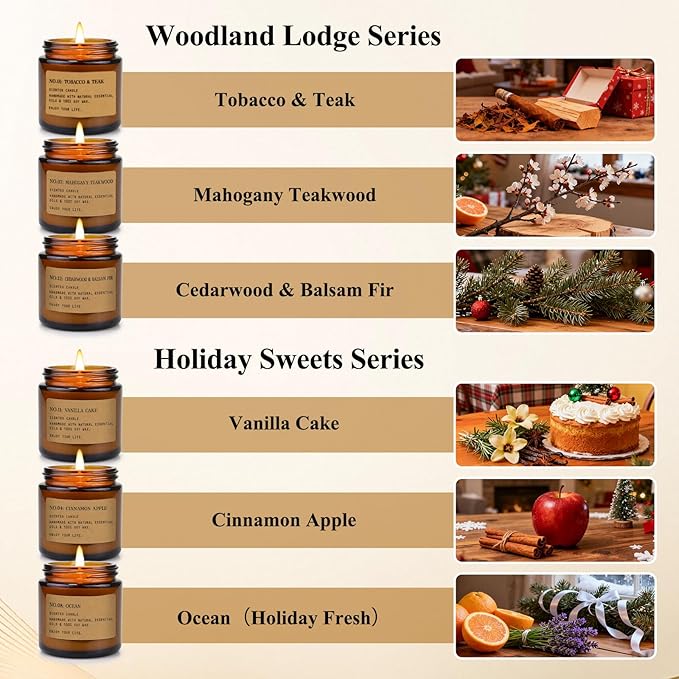 Scented Candles for Home,12 Pack Aromatherapy Candles for Home Scented, Aromatherapy Jar Candle Gifts for Women, Natural Soy Wax Amber Candle Set, Scented Candles Set for Birthday Present