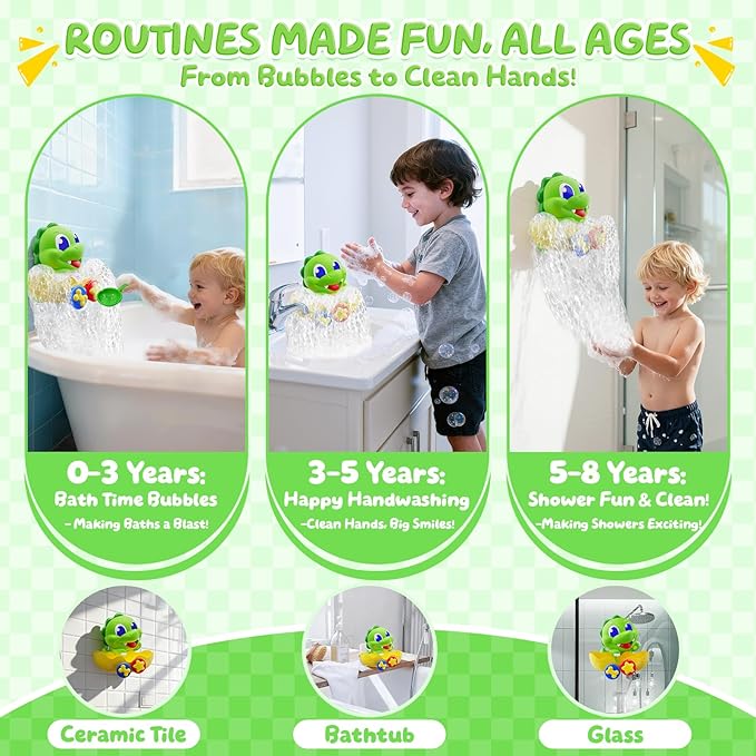 Dinosaur Baby Bath Toys for 1 2 3 Year Old Boys, Dino Bath Bubble Machine with Rainbow Lights & Water Scoop,Fun Toddler Toys Baby Shower Bathtub Toys Birthday Easter Gifts for Kids Age 1-3 Year Old