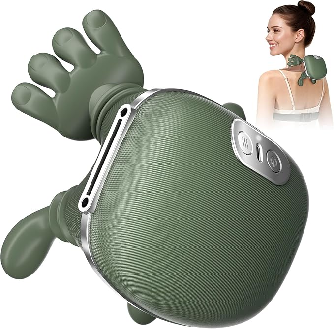 2026 Upgrade Edition 4D Neck and Shoulder Heat Massager, Wireless Portable Neck Massager, Relieves Muscle Pain, Simulates Deep Tissue Massage of Human Hand, Ideal Gift.（Emerald Green）