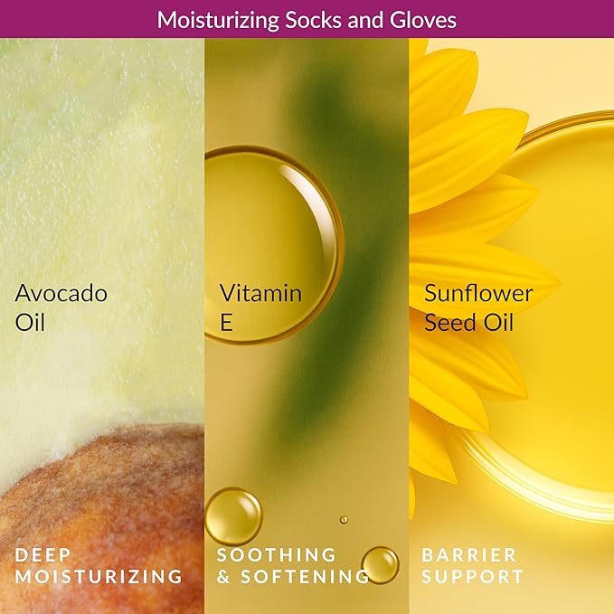 Epielle Moisturizing Foot Mask 6 Pairs, Soften with Sunflower Seed Oil & Vitamin E, Deep Moisturizing Socks for Dry, Cracked Feet, Self Care Gifts for Women, Spa Kit, Mothers Day Gifts