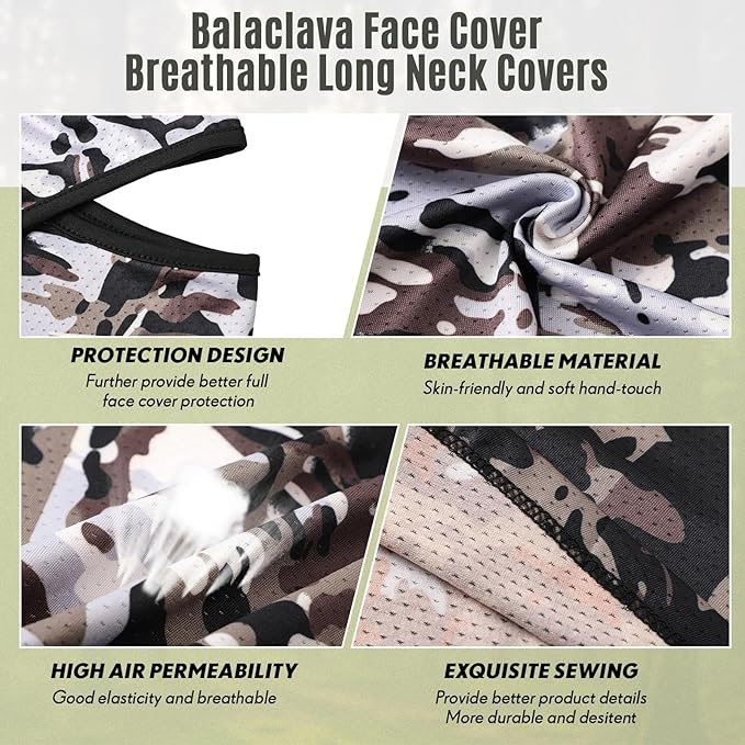 SATINIOR 3 Piece Balaclava Face Cover Sun Protection Neck Cover Summer Balaclava Motorcycle Face Mask for Men Women