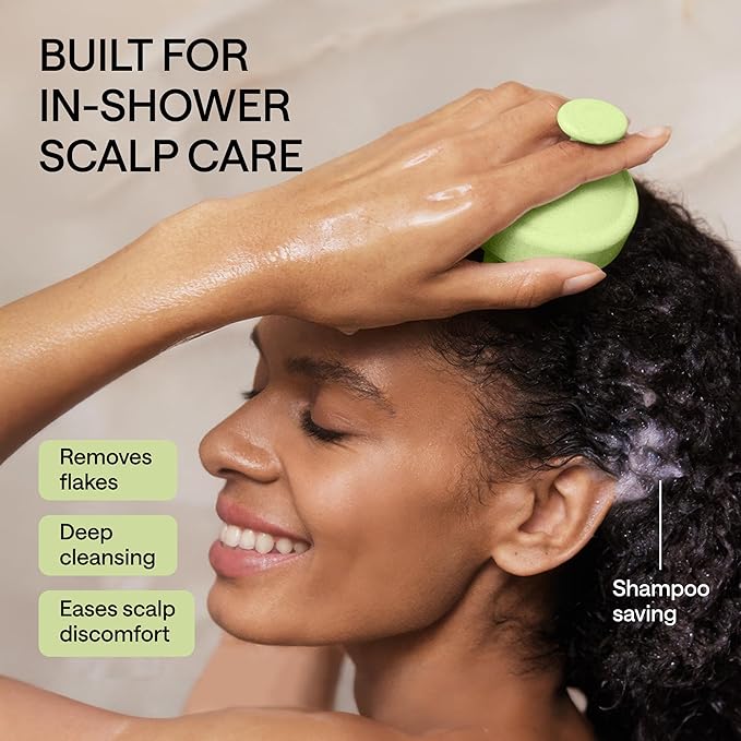 Silicone Scalp Scrubber for Dandruff – Serum, Balm, & Hair Oil Applicator – Scalp Massager Hair Growth for Men, Women – Shampoo Massager Brush or Head Scratcher – Alternative to Shower Comb (Green)