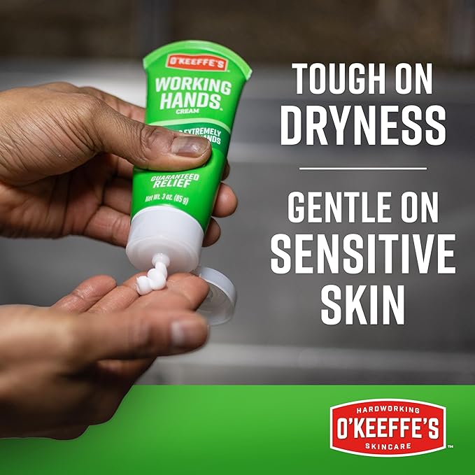 O'Keeffe's Working Hands Hand Cream Plus Night Treatment Cream Bundle - 7 oz Tubes (2 Total) - Repairing Skincare for Cracked, Dry Hands