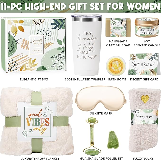 Self Care Get Well Soon Gift Baskets for Women, Birthday Gifts for Women Care Package Thinking of You Relaxing Spa Gift Set, Unique Valentines Day Gifts for Her Mom Friends Wife Girlfriend Sister
