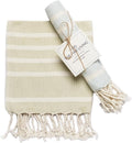 The Fine Living Co. Turkish Towels - Set of 2, 100% Cotton - Kitchen & Bathroom Towels | Decorative Face & Hair Towels for Guests, Tea & Dishcloth - 40'x18' (Green & Blue)