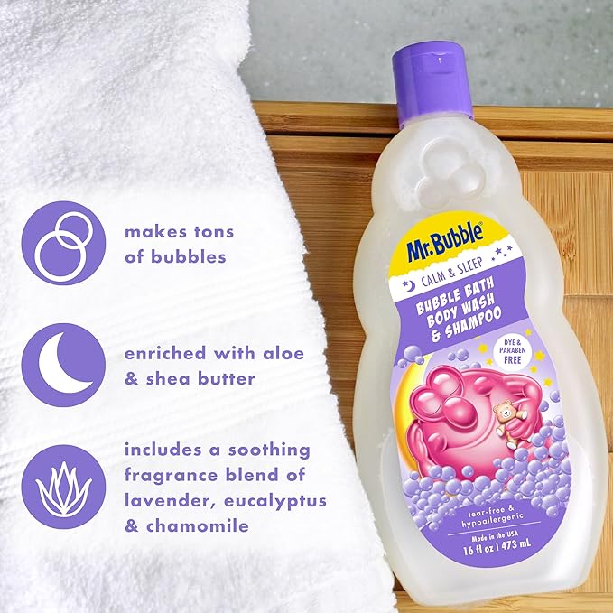 Mr. Bubble Calm and Sleep 3in1 Bubble Bath, Body Wash & Shampoo, 16 oz., Pack of 4
