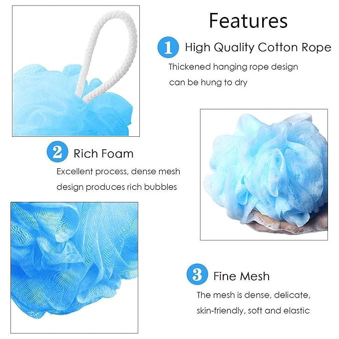 Mesh Loofah Sponges, 8-Pack Small Loofahs for Kids Colorful Sponges Mesh Pouf Resuable Shower Sponges Loofah Bath Ball Back (8 Pack)