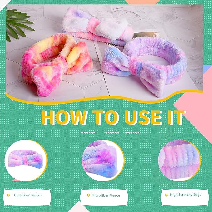 WSYUB Spa Headband,Makeup&Skincare Headbands,Headband for Washing Face,Teen Girls Stocking Stuffers Fuzzy Hair Bands for Women, Easter Basket Stuffers for Teens