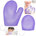 Karenhi 2 Pcs Honeycomb Exfoliating Glove Set Exfoliating Bath Mitt Honeycomb Face and Body Scrubber Shower Mitt for Cleaning Body Shower Face Skin Beauty Spa, Quick Drying(Purple)