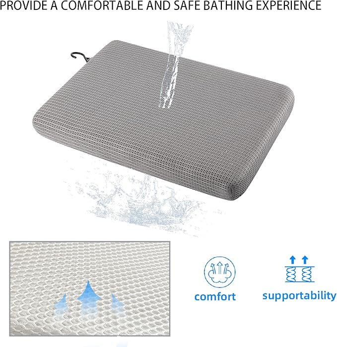 Shower Seat Cushion, Bath Chair Cushion, Bathtub Cushion for Soaking Tub, Non Slip Pad, Shower Safety Mat, Sauna Seat Cushion, Shower Bench Pillow for Sitting
