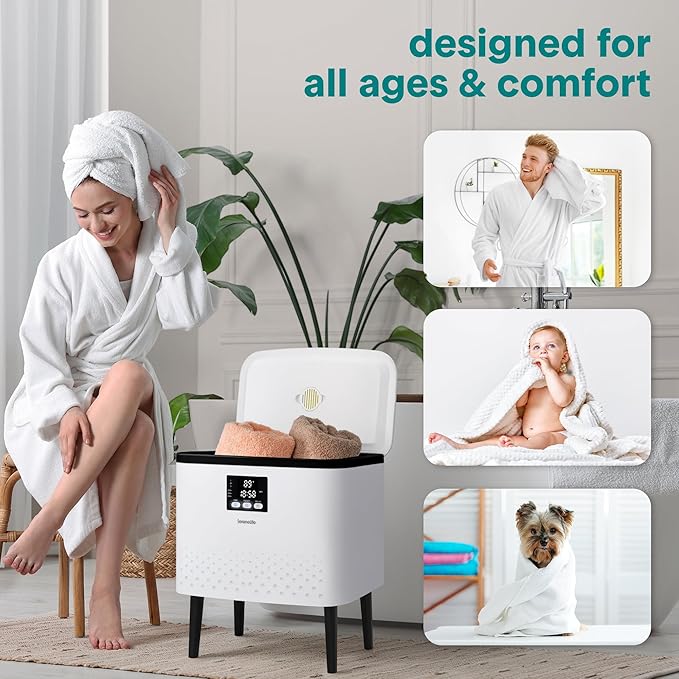 SereneLife WiFi-enabled Towel Warmer Bucket, 20L Large Capacity heater bucket for Towels Blanket and robes, Single-Touch Control, rectangular & Energy-Efficient Design, Auto Shut-Off, Black