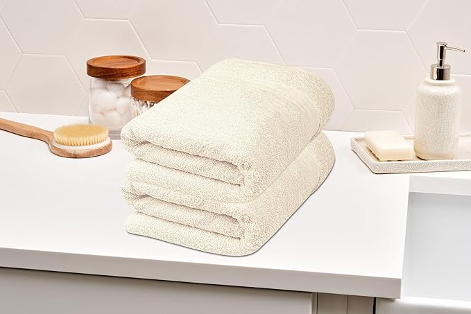 Softolle 100% Cotton Luxury Bath Sheets - Pack of 2 (35" x 70") | Super Soft, Quick-Dry & Highly Absorbent Towels for Bathroom, Home, Spa & Gym (Cream)