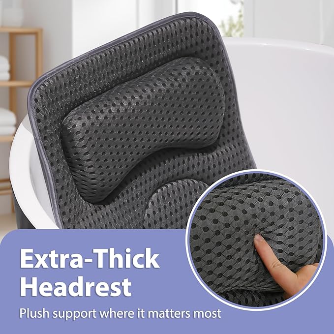 Poemland Full Body Bath Pillow for Tub -Soft Bathtub Pillow for Full Back, Head and Neck Support, Quick Dry Bath Cushion, Tub Pillow with 168 Suction Cups, Bathtub Accessories for Gift