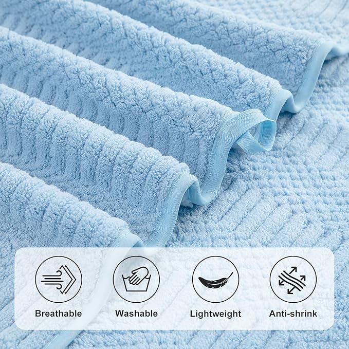 8 Piece Bath Towel Set-2 Oversized Bath Sheets(35"x70"),2 Hand Towels,4 Washcloths-Extra Large Microfiber Towel Sets,Less Lint Highly Absorbent & Quick Dry Bath Towels for Bathroom Gym Pool,Blue