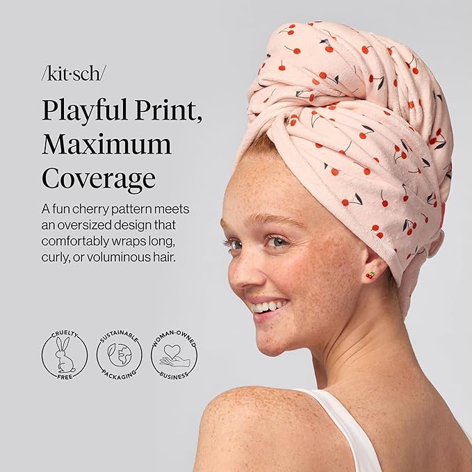 Kitsch Plush Microfiber Hair Towel Wrap for Women – Ultra Absorbent Microfiber Bath Towels for Wet, Curly, Long or Short Hair – Anti-Frizz Hair Wrap, Great Hair Care Gifts for Women