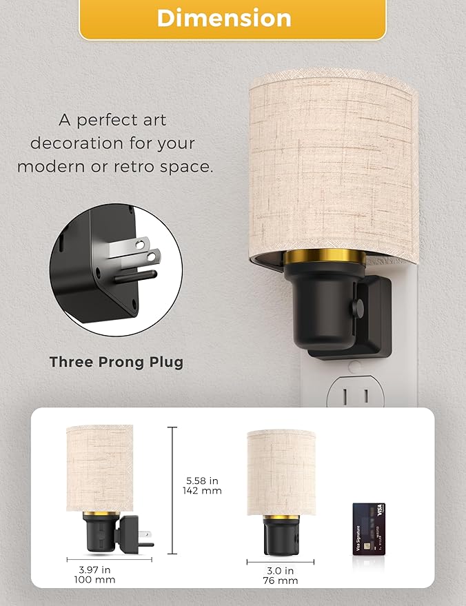L LOHAS LED Night Lights Plug into Wall, Plug in Night Light Dimmable, Farmhouse Decorative Nightlights Plug in Wall, Light Sensor 0-100LM, Soft Linen Fabric Nightlight Warm for Bedroom Hallway Decor
