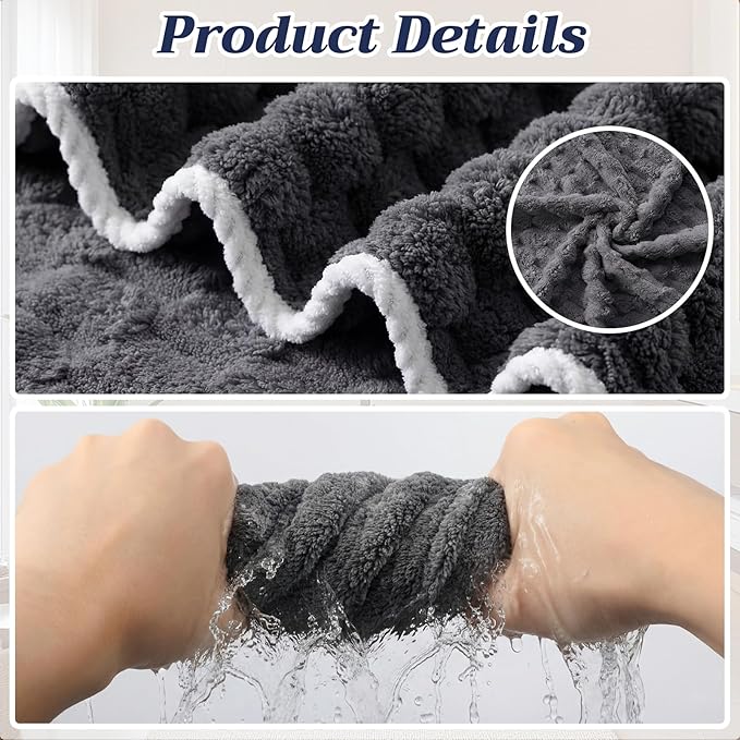 Gilprop 12 Pcs Soft Bath Towels Set for Bathroom Quick Dry, 4 Bath Sheets 4 Hand Towels 4 Washcloth Absorbent Microfiber Fluffy Shower Washcloth for Spa Gym Hotel Travel(Dark Color)