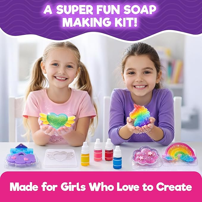 Doctor Jupiter Unicorn Glow Soap Making Kit - Girls Crafts DIY Project for 4+ Year Old Kids | Unicorn Girl Gifts, Birthday Gift Ideas for Girls Ages 4 5 6 7 8 12, Unicorn Toys