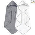 Yoofoss Hooded Baby Towels for Newborn 2 Pack 100% Muslin Organic Cotton Baby Bath Towel with Hood for Babies, Infant, Toddler and Kids, 32x32Inch, Soft and Absorbent Newborn Essential,White&Pure Grey