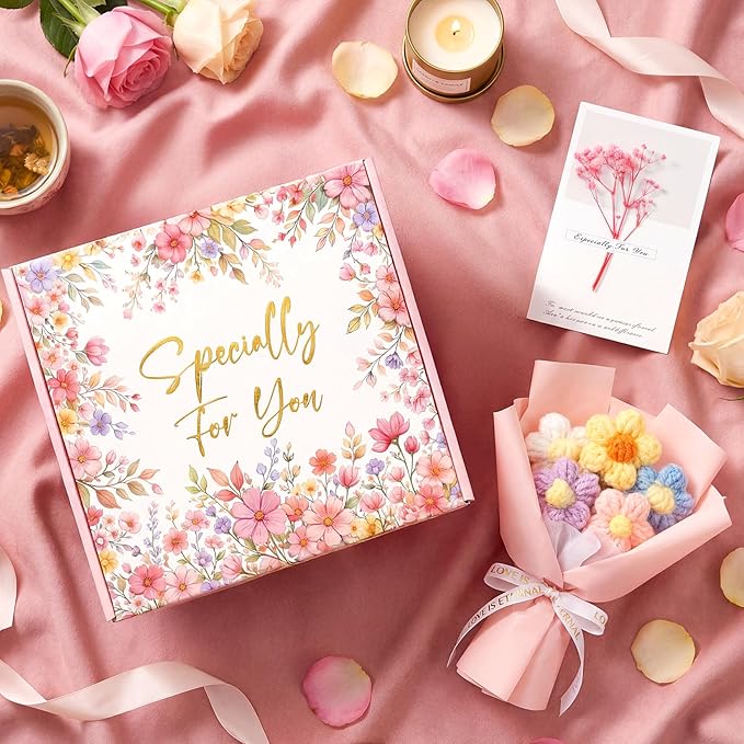 Birthday Gifts for Women,Mothers Day Gifts for Mom,Valentines Day Gift for Her,Self Care Spa Gift Basket with Blanket Candle Bath Bomb,Relaxing Spa Set,Get Well Package,for Mom Wife Sister Best Friend