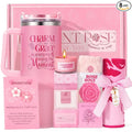 Mothers Day Gifts for Mom Wife Sister Friend - Gift Set for Women Self Care, Pink Birthday Gift Baskets for Women, Relaxation Gifts Spa Gift Basket Self Care Package for Her w/ 40oz Insulated Tumbler