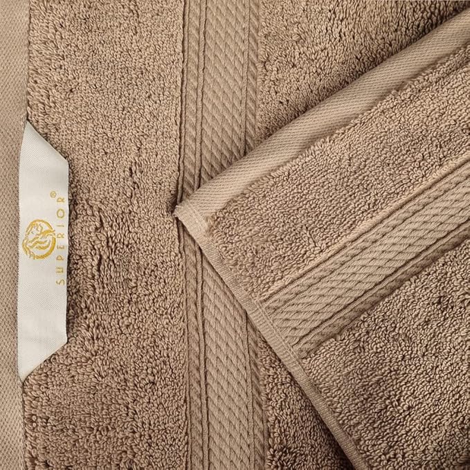 SUPERIOR Egyptian Cotton Pile 3 Piece Towel Set, Includes 1 Bath, 1 Hand, 1 Face Towel/Washcloth, Ultra Soft Luxury Towels, Thick Plush Essentials, Guest Bath, Spa, Hotel Bathroom, Latte