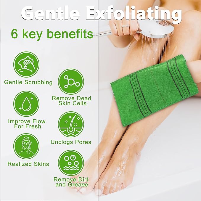 4 Pcs Korean Exfoliating Washcloth with 4 Pcs Korean Exfoliating Mitt, Gentle Exfoliating Korean Scrubber, Large Korean Washcloth Exfoliating, Colorful Korean Body Scrubber for Cleaning Skin