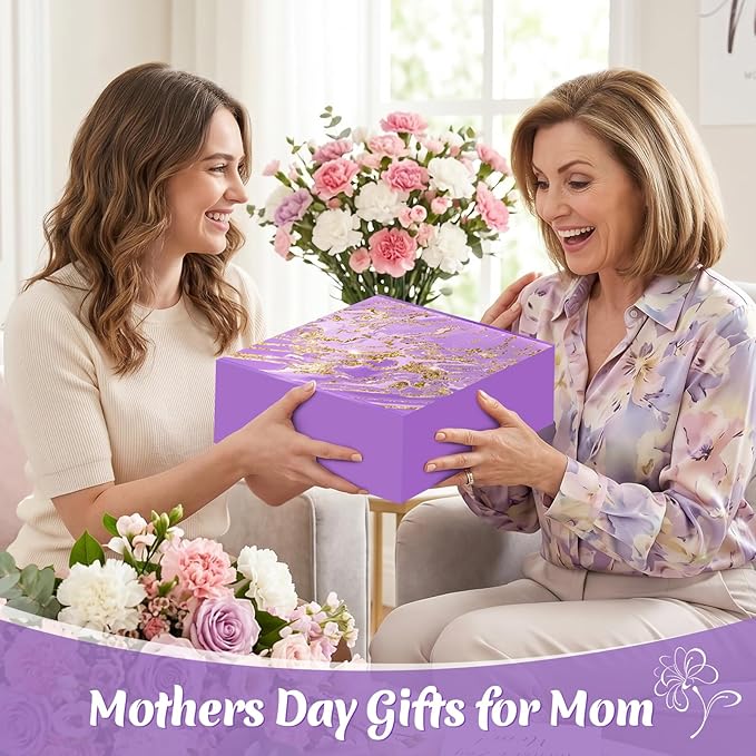 Birthday Gifts for Women, Mothers Day Gifts for Mom, Wife, Her, Friend, Teacher, Nurses, Coworker, Self Care Spa Baskets Set, Thank You Gift for Women Purple
