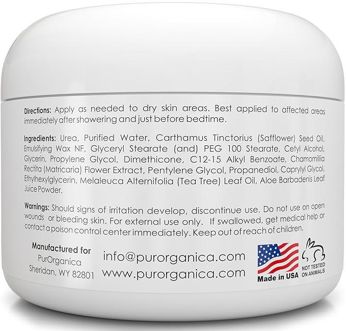 PurOrganica Urea Cream 40% – Made in USA, Maximum Strength Foot Cream for Dry, Cracked Heels, Corns, Calluses & Rough Feet, Exfoliating Moisturizer - Pack of 3