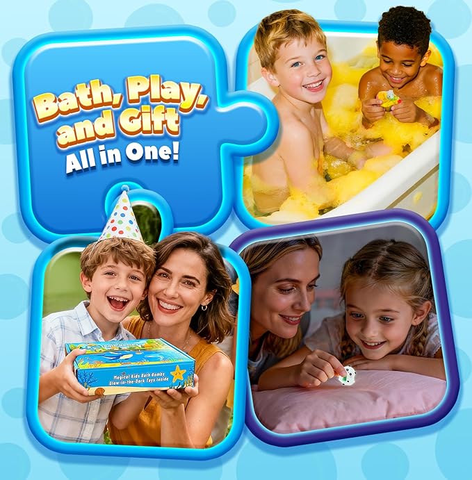 Bath Bombs for Kids with Surprise Inside, 20 Pack Handmade Bath Bomb Gift Set with Glow-in-the-Dark Toys, Fizzy Bath Balls for Fun, Great Christmas Gift or 2025 Advent Calendar for Boys & Girls