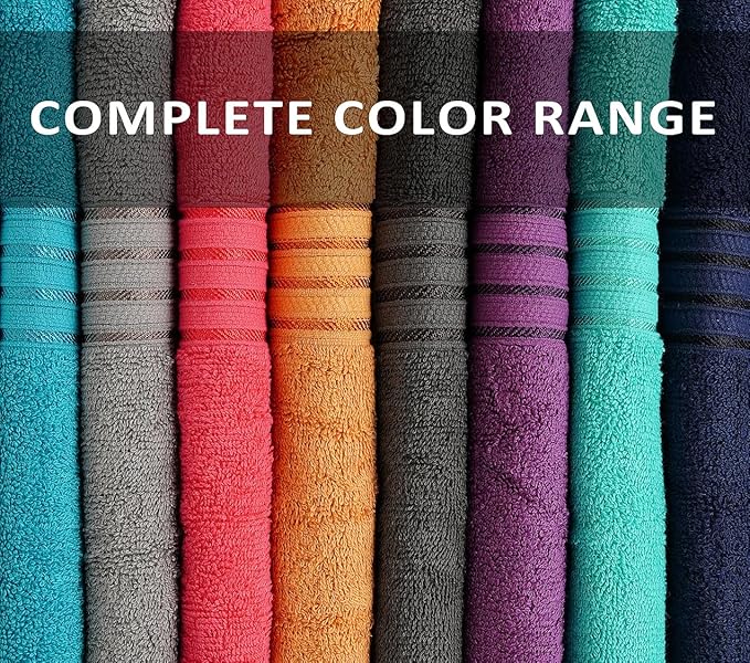 ZUPERIA Premium Multicolor Bath Towels Set of 8 (27" x 54") 100% Pure Cotton Shower Towels Soft Feel, Lightweight & Highly Absorbent Towels for Bathroom, Pool, Spa and Hotel Use