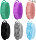 Soft Silicone Body Scrubber 6 PCS Silicone Body Shower, Silicone Loofah 2 in 4 Bath and Shampoo Brush, Body Scrubber Shower Cleaning Exfoliating Use for Sensitive Skin, Lather Well