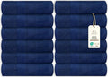 Large Bath Towels Bulk Set of 12 – 100% Cotton Terry – 24" x 50" – Quick Dry, Soft & Highly Absorbent – Navy Towels for Bathroom, Gym, Spa, Pool & Daily Use