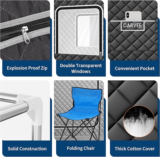 Garvee Sauna Box,Portable Sauna for Home with 4L 1500W Steamer,Explosion Zroof Zip,99 Mins Timer,Sauna Tent with 600D Encrypted Fibre, Easy Setup Quick Heat-Up Foldable Sauna for Home Spa（Grey）