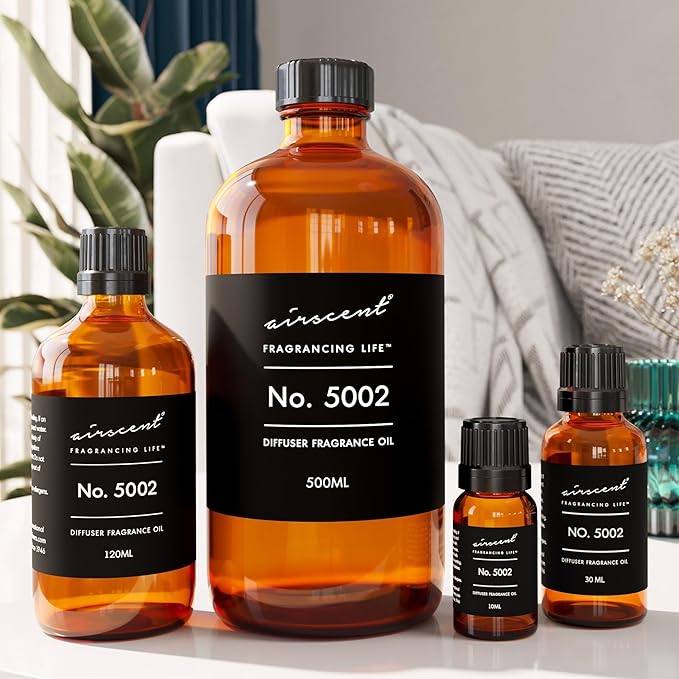 AirScent Creed-Aventus-Inspired Diffuser Oil - No. 5002 Perfume Dupe - Premium Fragrance Oil Blend for Ultrasonic and Waterless Diffusers and Crafting - 10 ml, 0.34 fl oz Glass Bottle with Dropper