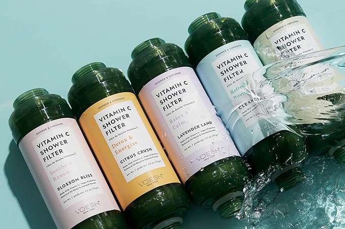 VOESH Vitamin C Shower Filter, Clean Ocean, Shower Aromatherapy, Water Purifier, Water Softener, Vegan Probiotics, Spa Shower Head, Water Filter, Shower Self-Care