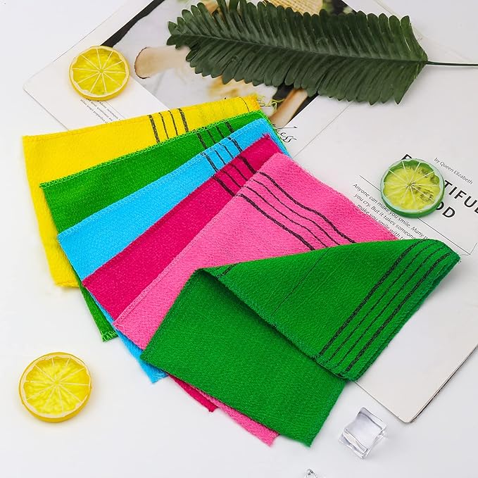 6 Pcs Exfoliating Washcloth, Korean Exfoliating Mitt Colorful Korean Exfoliating Cloth for Removing Dry, Large Size Exfoliating Body Scrubber Christmas Stockings Stuffers for Women